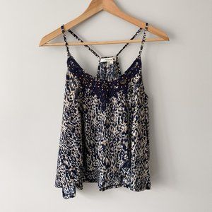 Flowy Blue Leopard Print Top